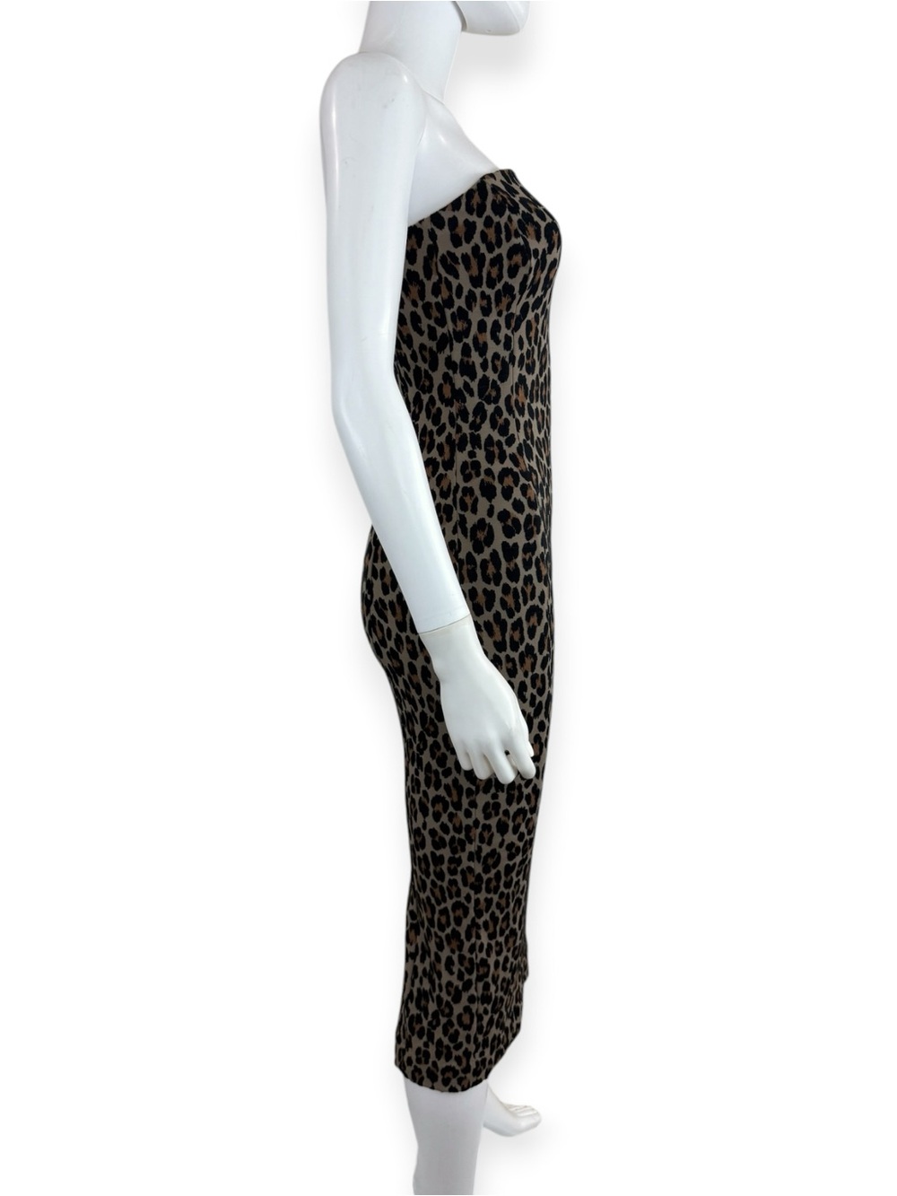 SPANX NWT Brown Leopard Print Strapless Robe Midi Bustier Dress Size XS P0977 - Picture 4 of 11